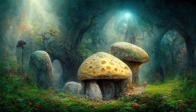 Magic Mushroom Holle mystieke achtergrond