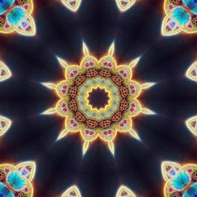 Magic mystic mandala Esoteric geometric fractal Kaleidoscopic background