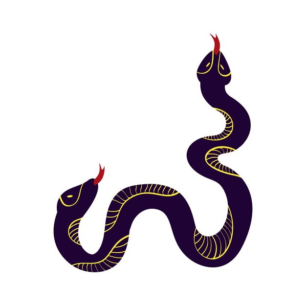 Magic Mystical snakes Freaky quirky snakes in modern doodle style