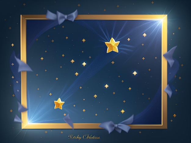 Magic night dark blue frame with sparkling glitter bokeh and light art Square vector wedding card