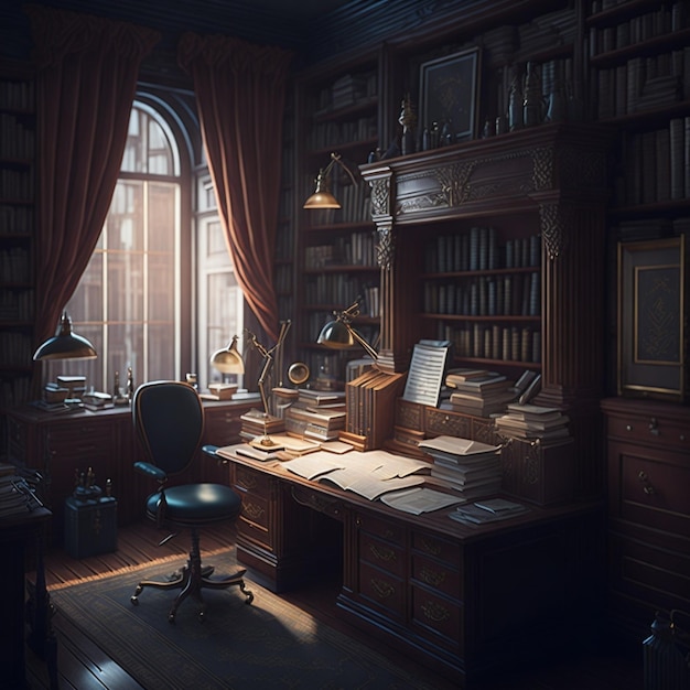 magic old secretary's office illustration cinematic