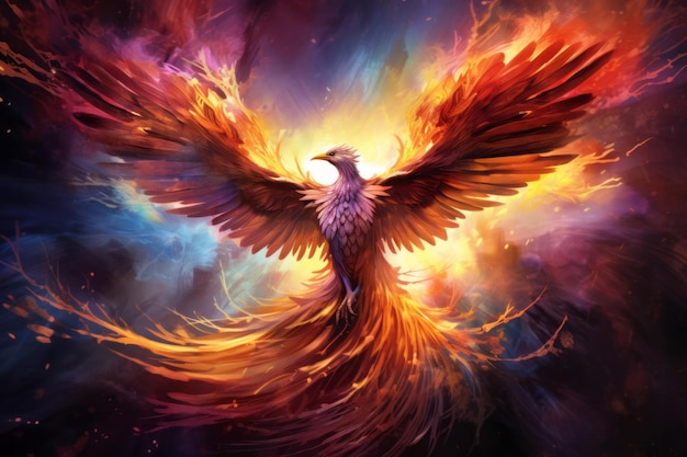 Magic phoenix bird background