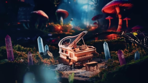 Foto pianoforte meccanico magico auto-suonante scatola musicale kit di blocchi da costruzione giocattoli puzzle in legno 3d