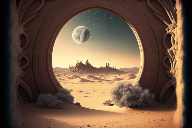 Волшебный портал в пустыне Портал в фантастическое измерение ИИ