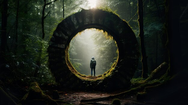 Photo magic portal in the forest generative ai