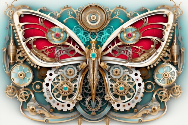 Magic Steampunk Fantasy Butterfly Isolated Design Element Generative AI