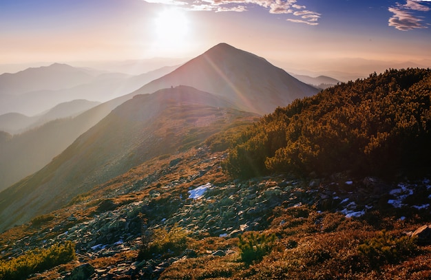 Magic sunset in the mountains