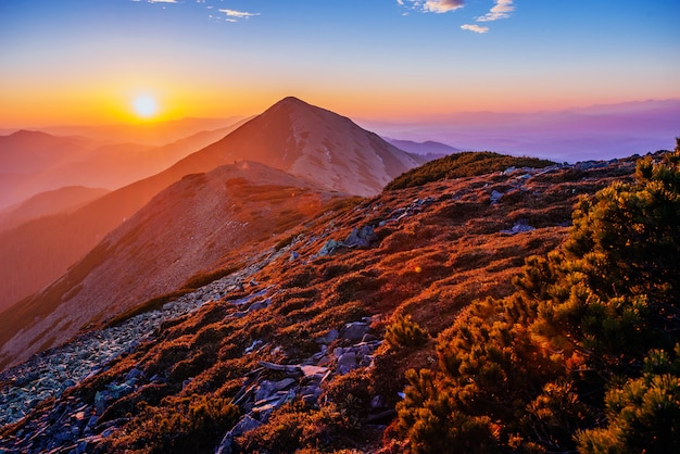 Magic sunset in the mountains