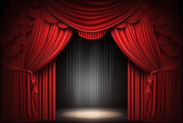 Magic theater stage red curtains Show Spotlight Generative AI