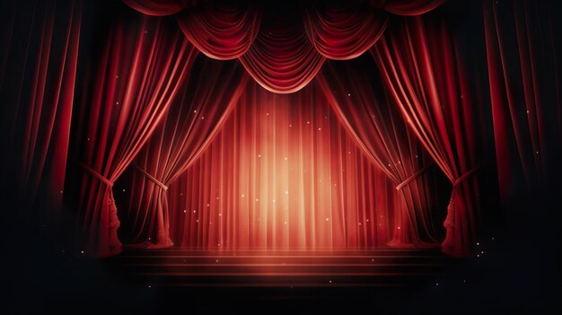 Magic theater stage red curtains Show Spotlight