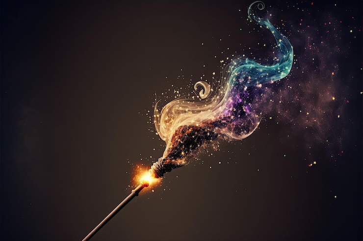Photo magic wand casting a spell