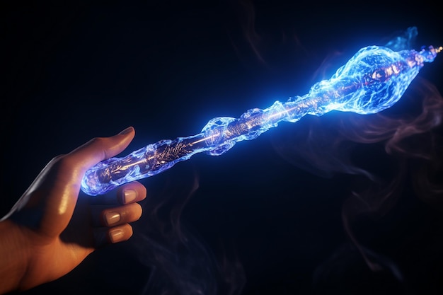 Magic wand on dark background Fantasy concept