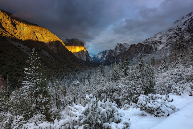 Magic of the winter at Tunnel View Yosemite National Park