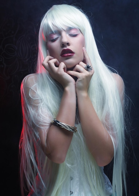 Magic woman with silver hair