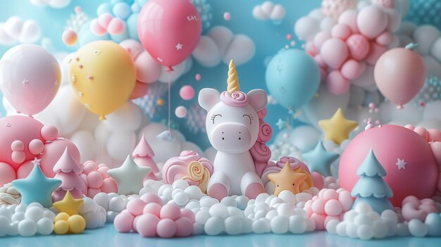 Magical 3D Kawaii Scene Background