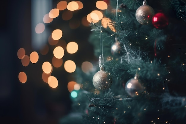 Magical AI Wonderland Christmas Tree and Blurred Ornaments