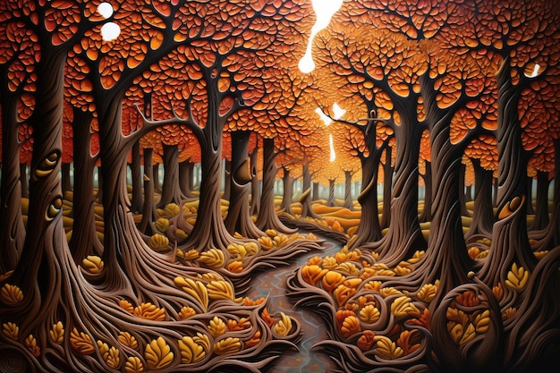 A magical autumn forest scene