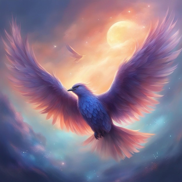 Magical Bird Flying In The Sky background