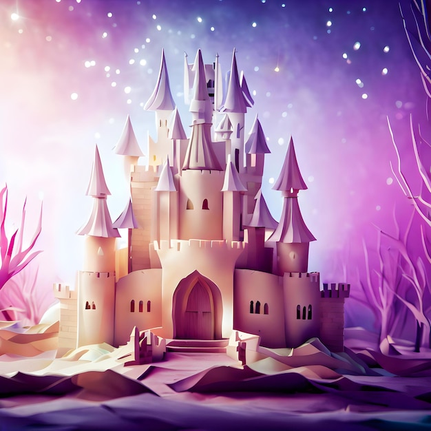 Photo a magical castle made of paper