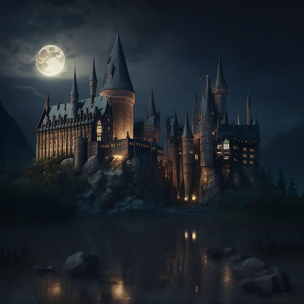 Magical castle in the night