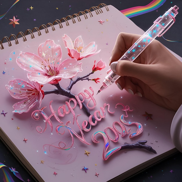 Magical Cherry Blossom Happy New Year 2025 Talented Artists 4K 3D Illustration