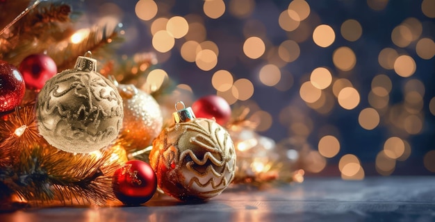 Magical Christmas Decorations with Bokeh Effect Generative AI