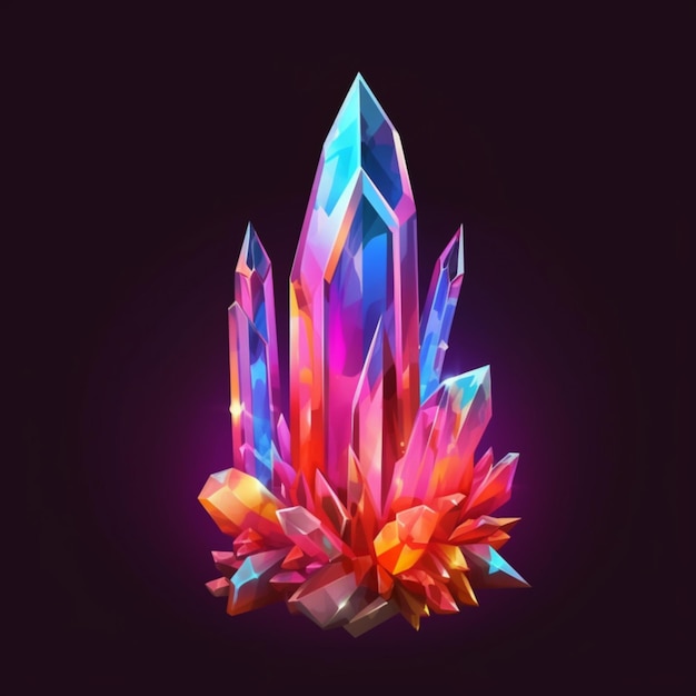 A magical crystal with swirling colors digital art style illustration