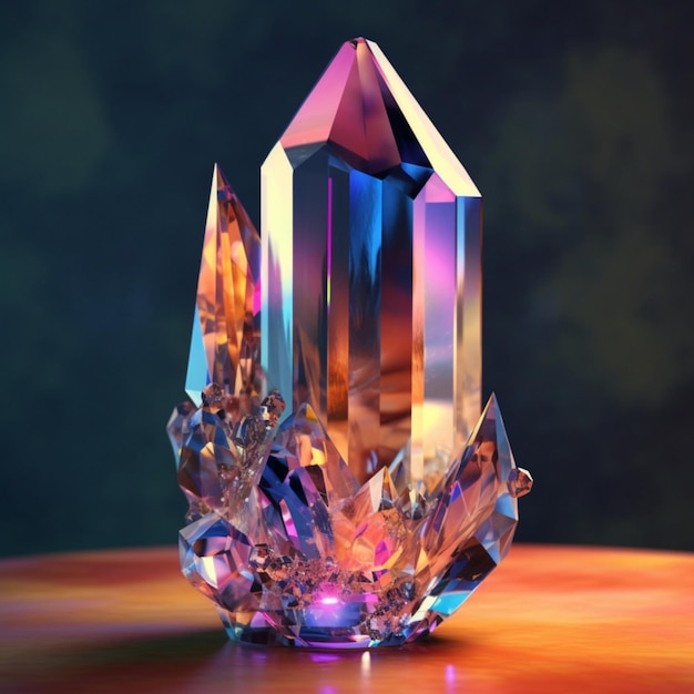 A magical crystal with swirling colors digital art style illustration