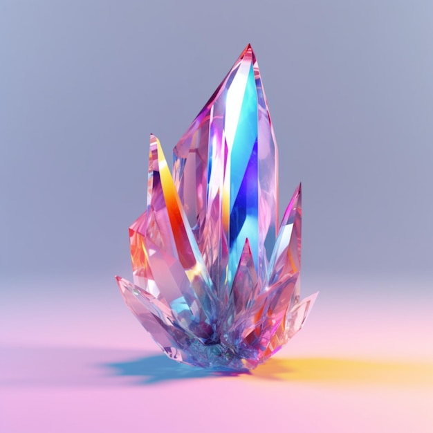 A magical crystal with swirling colors digital art style illustration