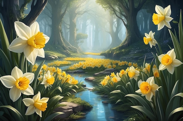 Magical Daffodils Fantasy World Concept Art