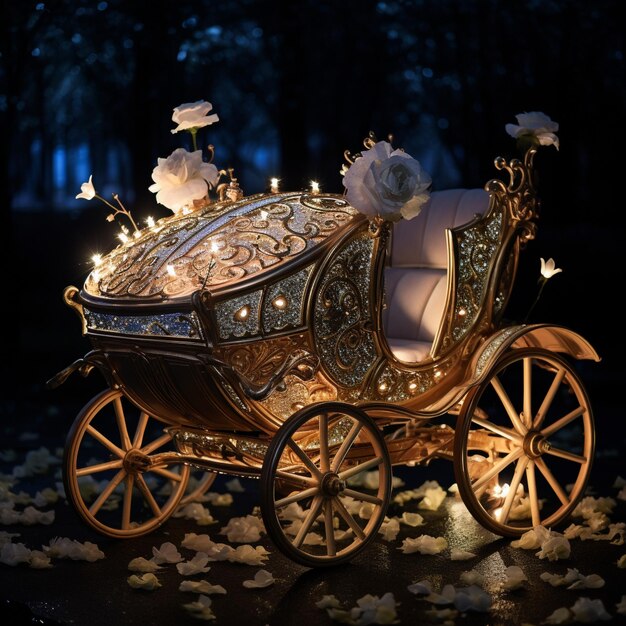 童話の馬車に触発された結婚式の車両の魔法のエンブレムデザイン