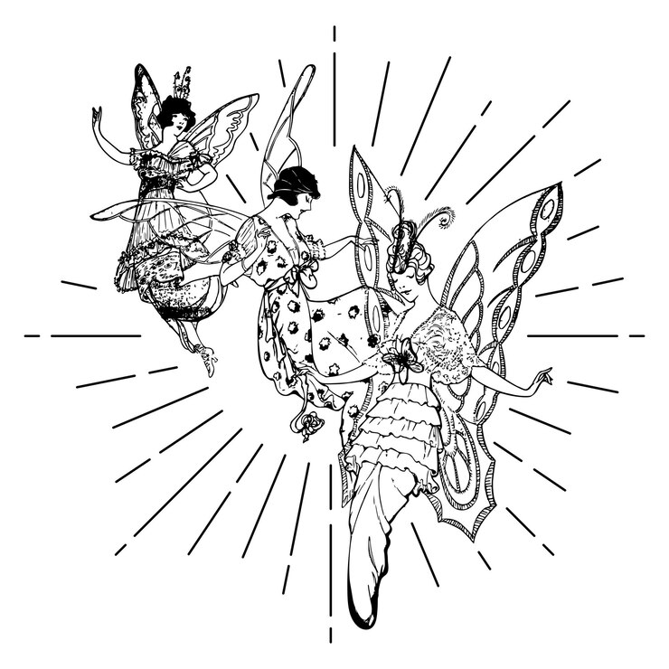 फोटो magical fairies png sticker vintage fairy tale illustration transparent background