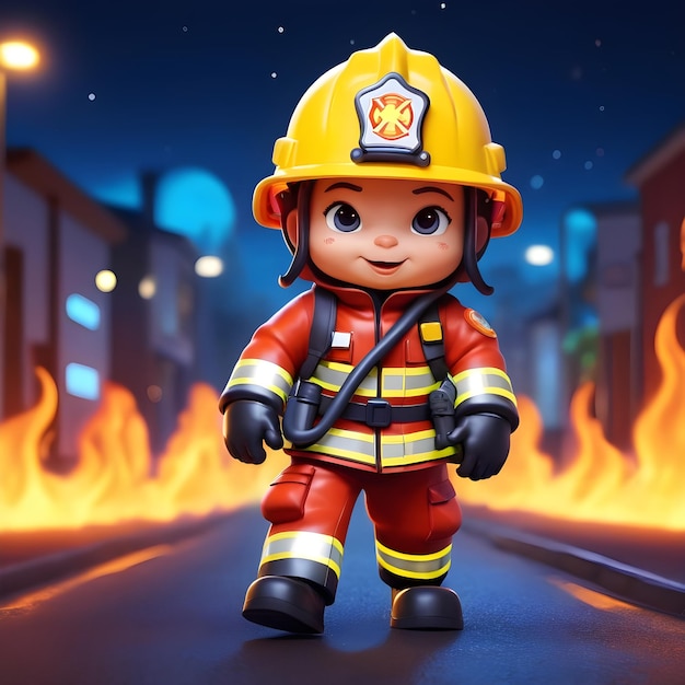 magical fantasy cartoon firefighter
