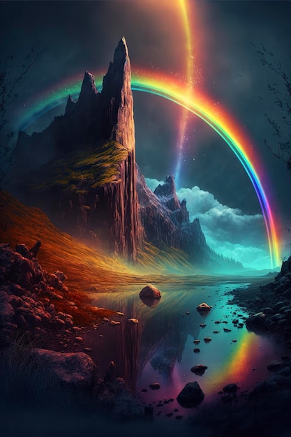 Magical fantasy rainbow realistic max rive dan mumford sylvain sarrailh very detailed 4k 8k generate ai