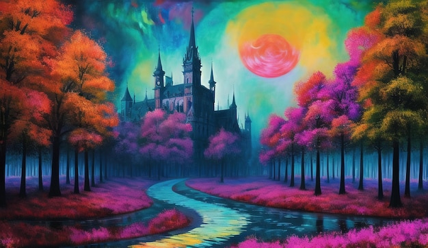 Magical Fantasy Scenic Nature Landscape background trending Ai generated artwork