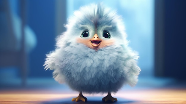 Magical fluffy birdie baby creature isolated Ai Generative