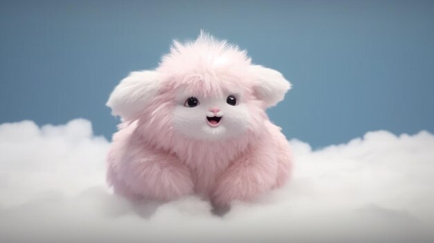 Photo magical fluffy cloudy baby creature isolated ai generative