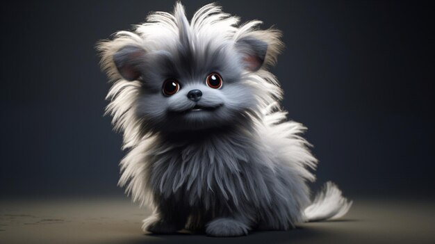 Magical fluffy dog baby creature isolated Ai Generative