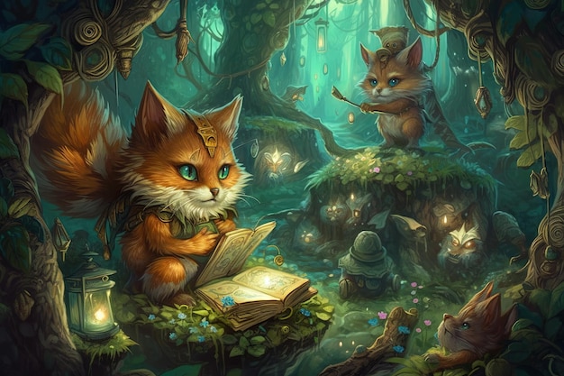魔法の森の猫