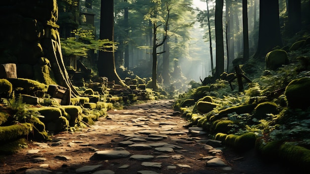 magical forest scenes with lush greenery