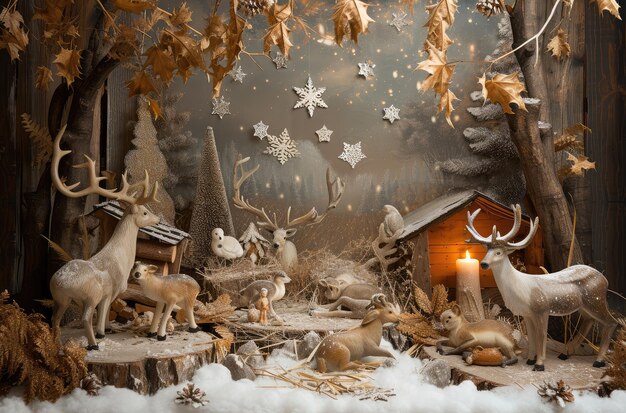 Magical Forest Winter Wonderland with Animals