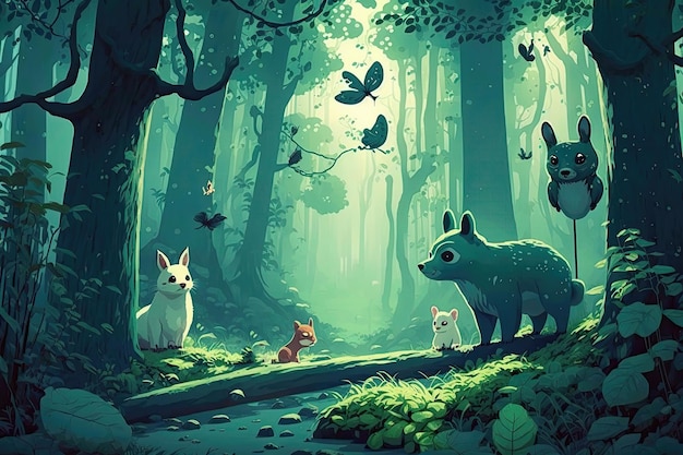 Magical Forest With Talking Animals Generative AI