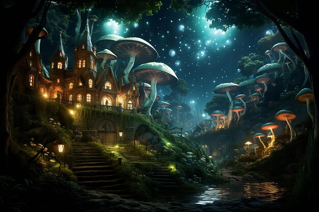 Magical Forest with Talking Animals and Glowing Mushrooms