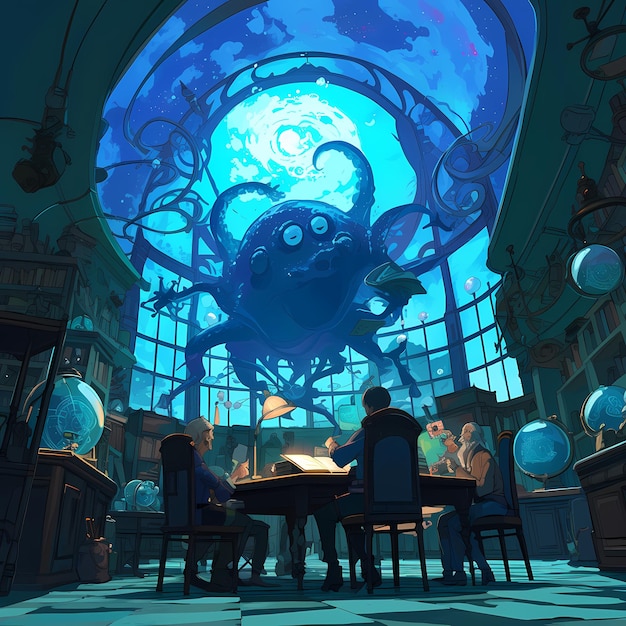 Magical Gathering in an Undersea Library