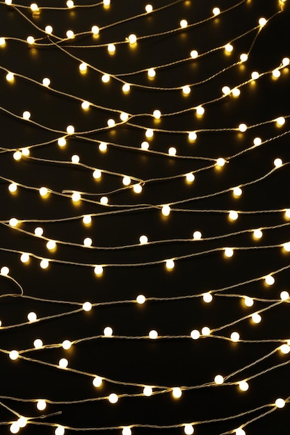 magical glow soft white fairy lights on a black background generative ai