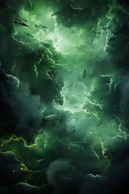 Magical green solid background ai generative