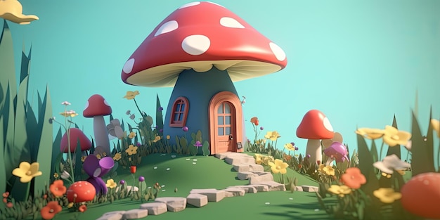 Magical House In Big Fairy Fly Agaric Mushroom