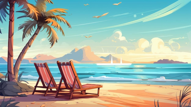 Photo magical illustration of summer beach background