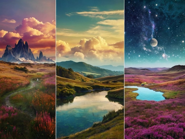 Magical landscape collage