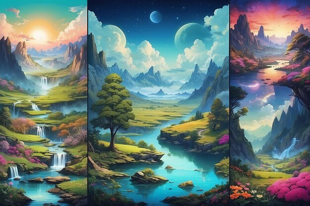 Magical landscape collage